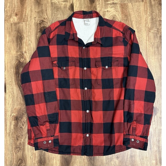 North Face Shirt Mens XXL Campshire Buffalo Plaid Sherpa Fleece Lined Shacket - Picture 1 of 11